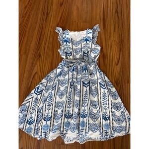 A loves A girls midi dress medium 8/10 blue white floral resort wedding